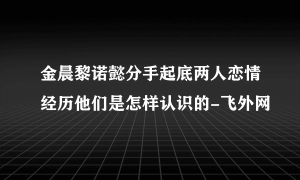 金晨黎诺懿分手起底两人恋情经历他们是怎样认识的-飞外网