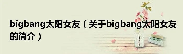 bigbang太阳女友（关于bigbang太阳女友的简介）