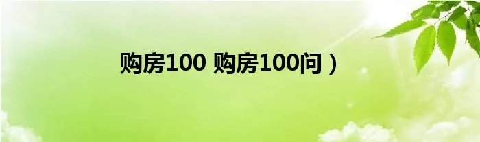 购房100 购房100问）