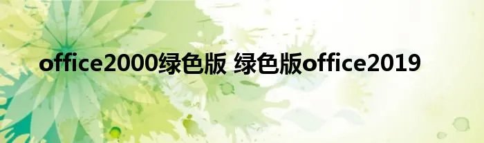 office2000绿色版 绿色版office2019