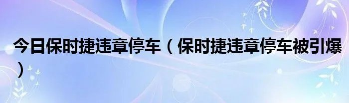 今日保时捷违章停车（保时捷违章停车被引爆）