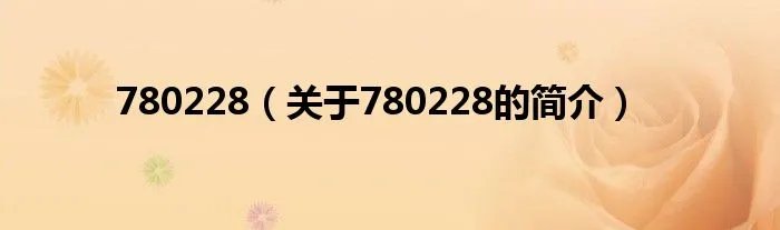 780228（关于780228的简介）