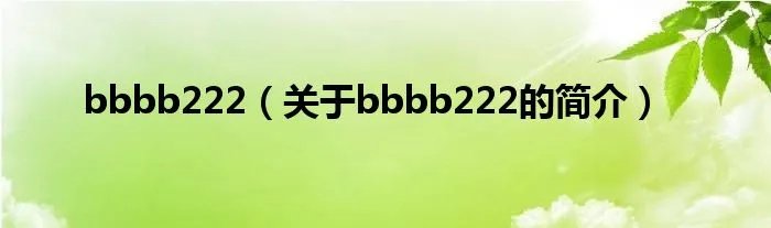 bbbb222（关于bbbb222的简介）