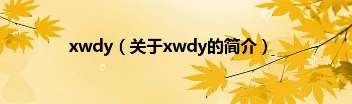 xwdy（关于xwdy的简介）