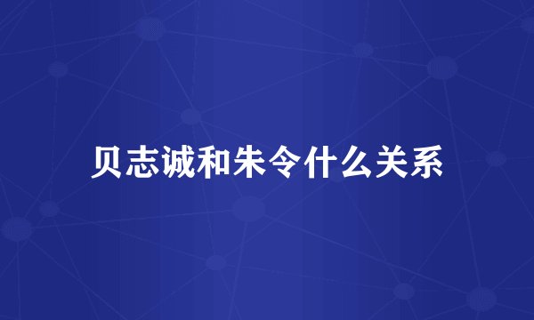 贝志诚和朱令什么关系
