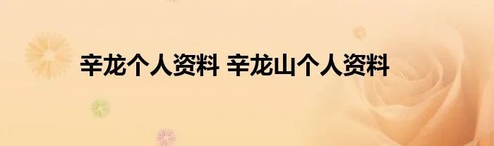 辛龙个人资料 辛龙山个人资料
