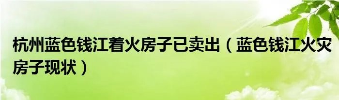 杭州蓝色钱江着火房子已卖出（蓝色钱江火灾房子现状）