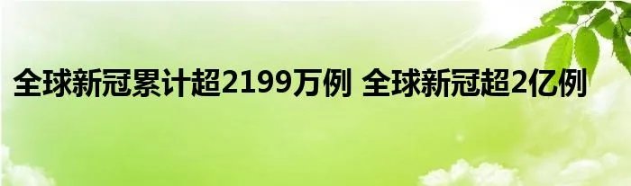 全球新冠累计超2199万例 全球新冠超2亿例