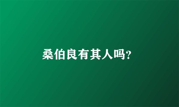桑伯良有其人吗？