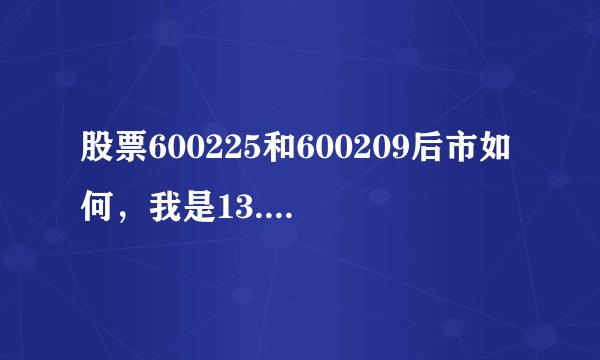 股票600225和600209后市如何，我是13.8买的，现在大跌我该怎么办呀？