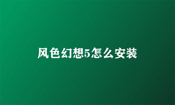 风色幻想5怎么安装