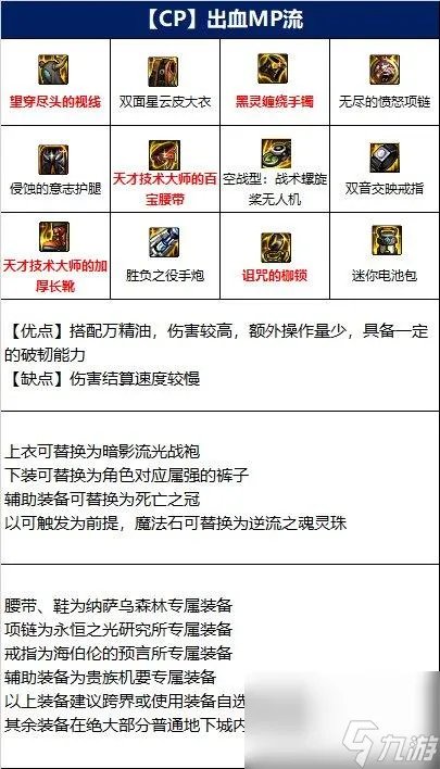 地下城与勇士110级版本大枪装备搭配有什么   常规低血流