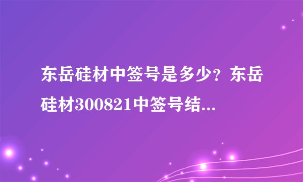 东岳硅材中签号是多少？东岳硅材300821中签号结果一览表-飞外网