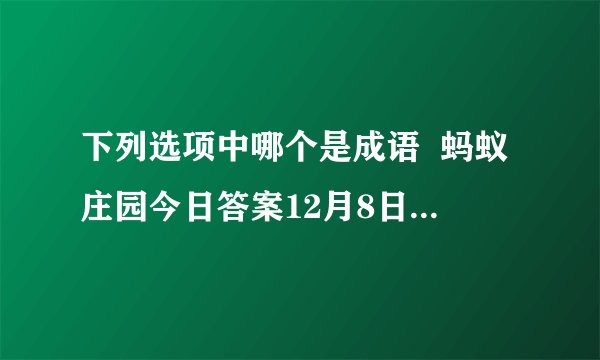 下列选项中哪个是成语  蚂蚁庄园今日答案12月8日-飞外网手游