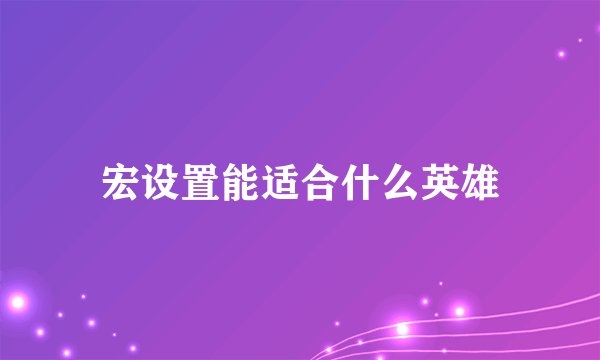 宏设置能适合什么英雄