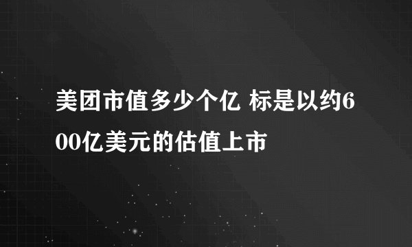 美团市值多少个亿 标是以约600亿美元的估值上市