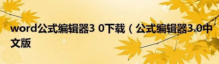 word公式编辑器3 0下载（公式编辑器3.0中文版