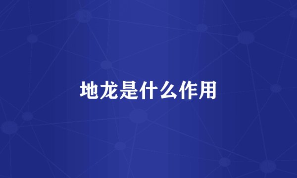 地龙是什么作用