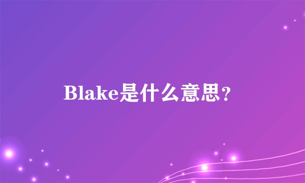 Blake是什么意思？