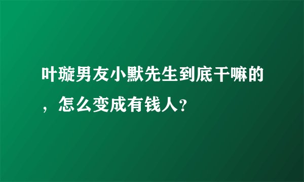 叶璇男友小默先生到底干嘛的，怎么变成有钱人？
