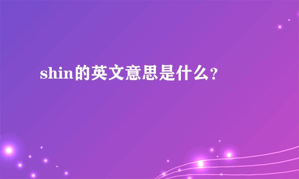 shin的英文意思是什么？