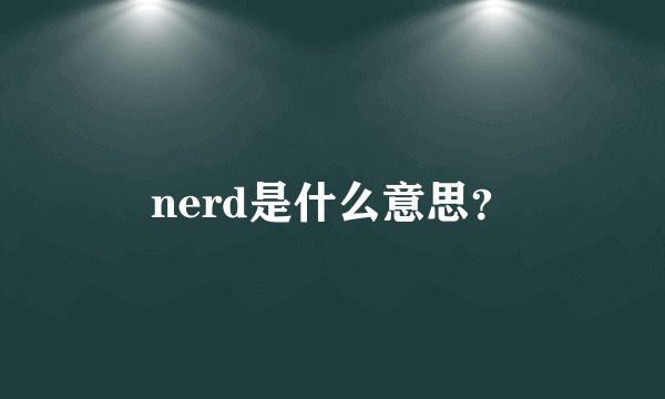nerd是什么意思？