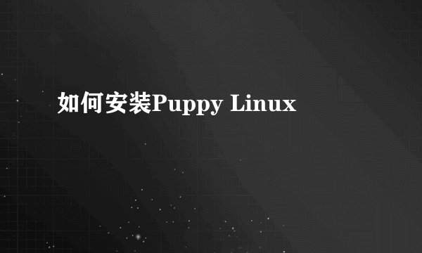 如何安装Puppy Linux