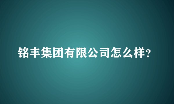 铭丰集团有限公司怎么样？
