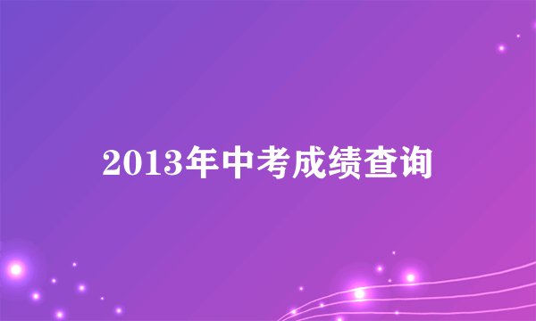 2013年中考成绩查询