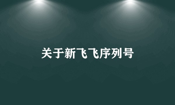 关于新飞飞序列号
