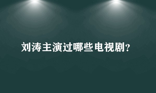 刘涛主演过哪些电视剧？