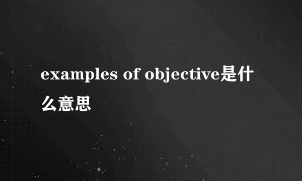 examples of objective是什么意思