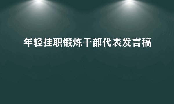 年轻挂职锻炼干部代表发言稿