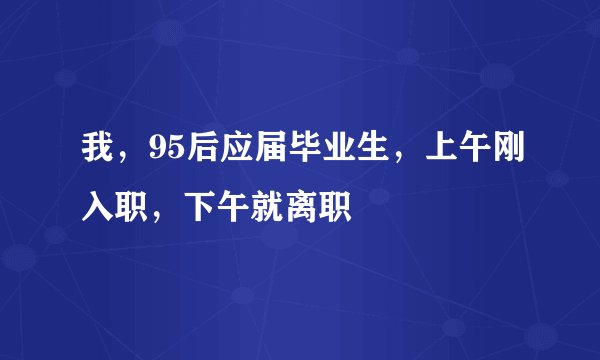 我，95后应届毕业生，上午刚入职，下午就离职