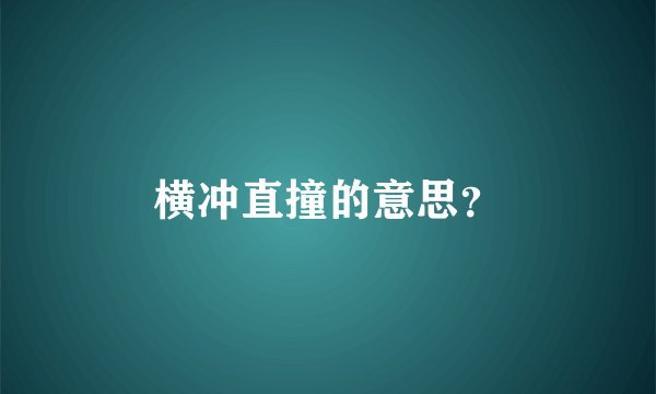 横冲直撞的意思？