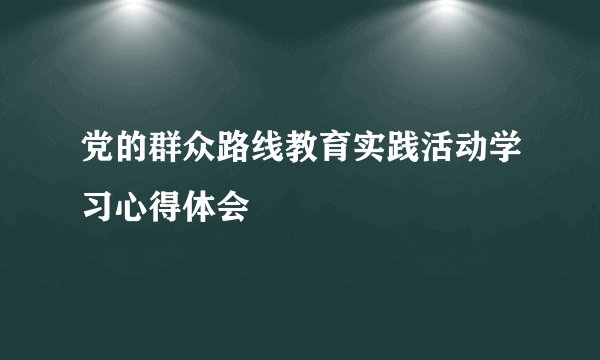 党的群众路线教育实践活动学习心得体会