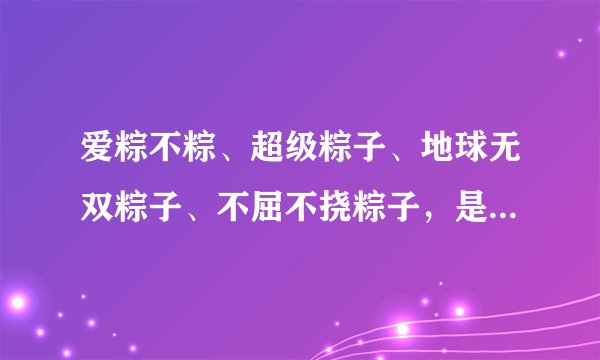 爱粽不粽、超级粽子、地球无双粽子、不屈不挠粽子，是什么吧？