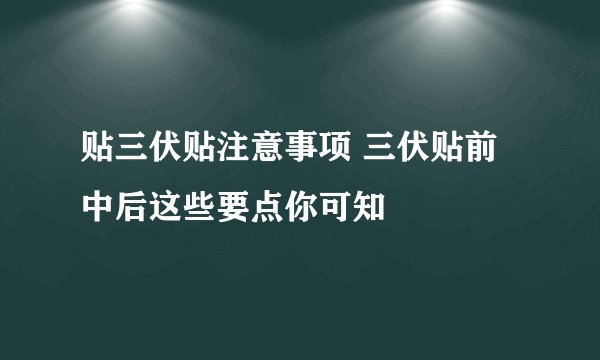贴三伏贴注意事项 三伏贴前中后这些要点你可知