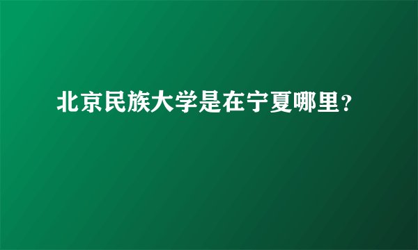 北京民族大学是在宁夏哪里?