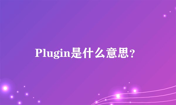 Plugin是什么意思？