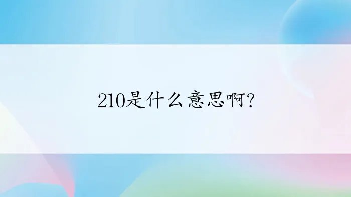 210是什么意思啊？