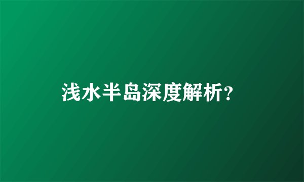 浅水半岛深度解析？
