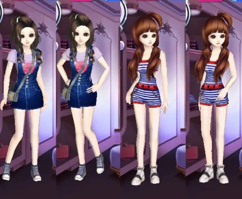 QQ炫舞姐妹装搭配推荐 当海魂衫碰上小背带