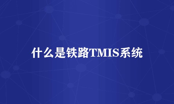 什么是铁路TMIS系统