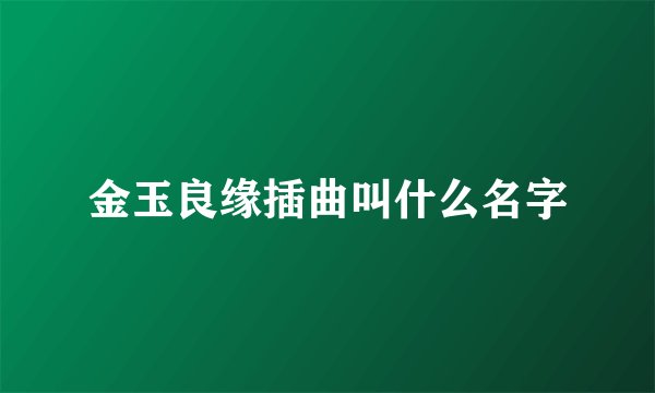 金玉良缘插曲叫什么名字