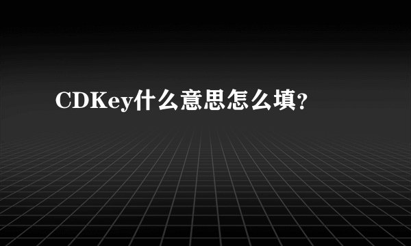 CDKey什么意思怎么填？