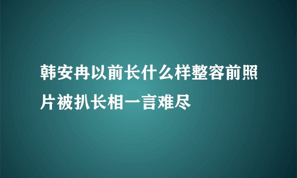 韩安冉以前长什么样整容前照片被扒长相一言难尽