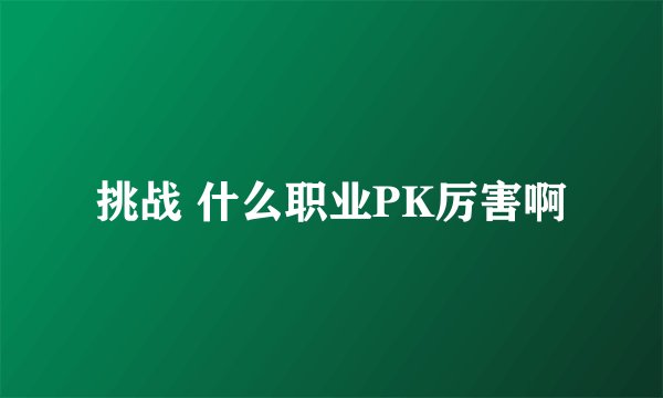 挑战 什么职业PK厉害啊