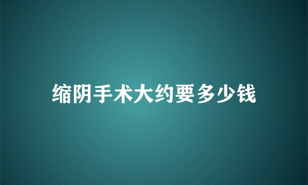 缩阴手术大约要多少钱