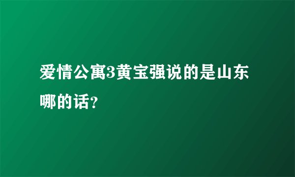 爱情公寓3黄宝强说的是山东哪的话？